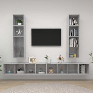 TV-Wandschränke 4 Stk. Betongrau Holzwerkstoff