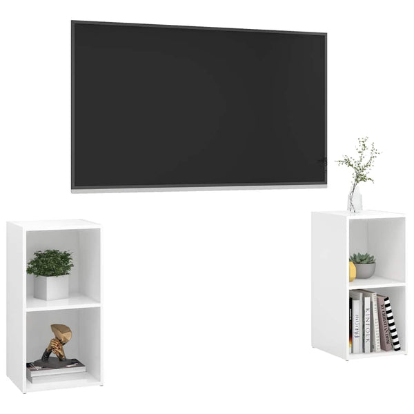 TV-Schränke 2 Stk. Hochglanz-Weiß 72x35x36,5 cm Holzwerkstoff