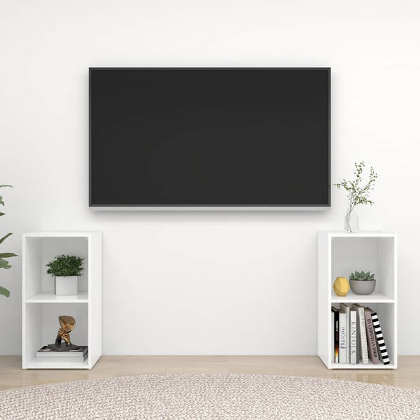 TV-Schränke 2 Stk. Hochglanz-Weiß 72x35x36,5 cm Holzwerkstoff