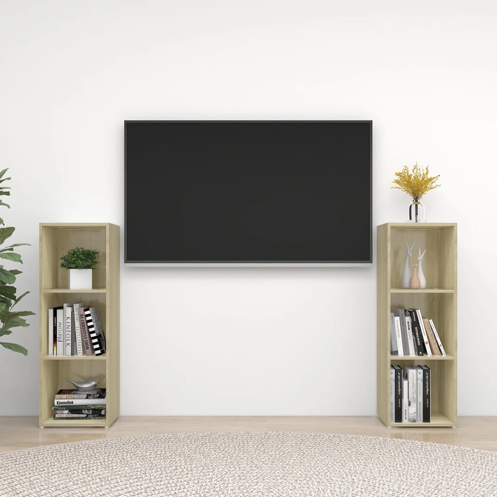 TV-Schränke 2 Stk. Sonoma-Eiche 107x35x37 cm Holzwerkstoff