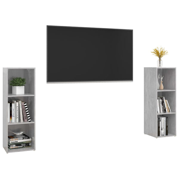 TV-Schränke 2 Stk. Betongrau 107x35x37 cm Holzwerkstoff