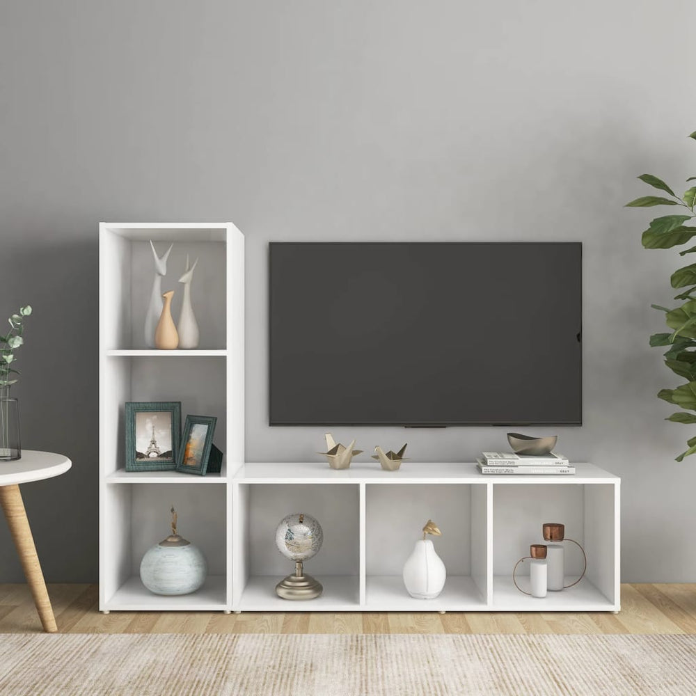 TV-Schränke 2 Stk. Weiß 107x35x37 cm Holzwerkstoff