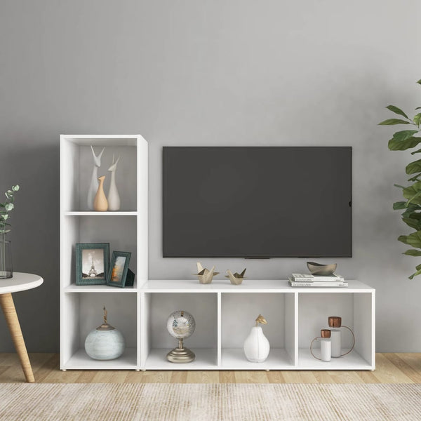 TV-Schränke 2 Stk. Weiß 107x35x37 cm Holzwerkstoff