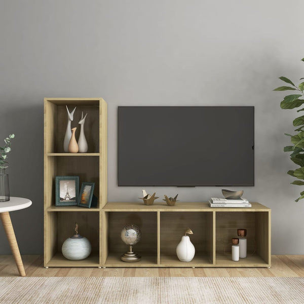 TV-Schränke 2 Stk. Sonoma-Eiche 107x35x37 cm Holzwerkstoff