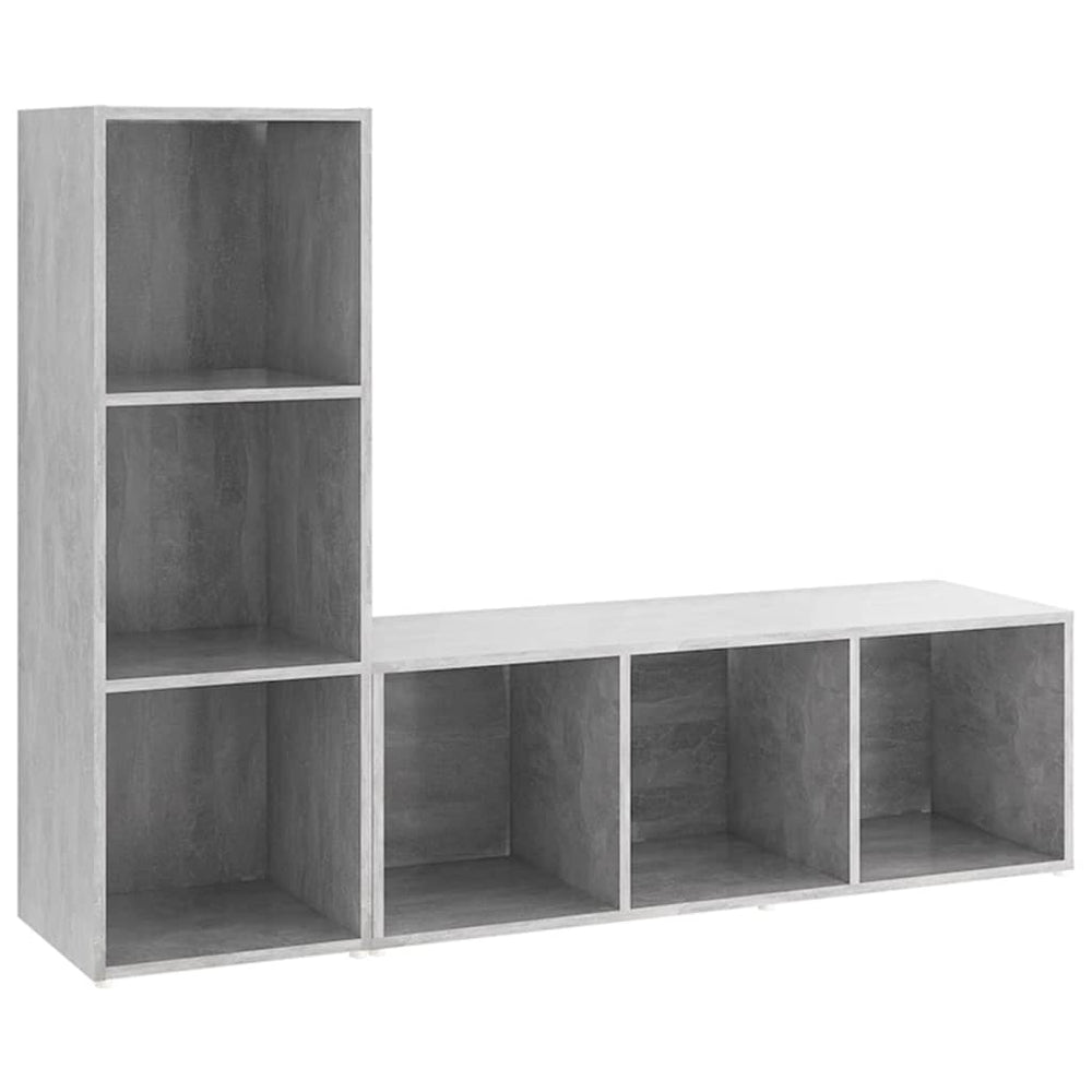 TV-Schränke 2 Stk. Betongrau 107x35x37 cm Holzwerkstoff