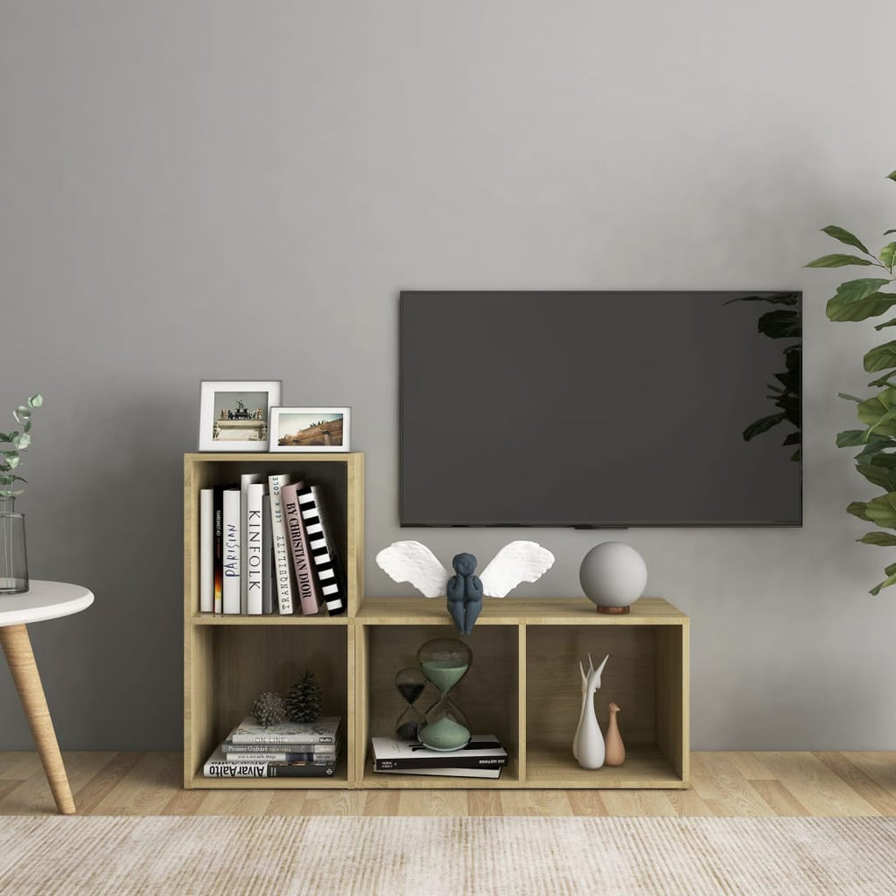 TV-Schränke 2 Stk. Sonoma-Eiche 72x35x36,5 cm Holzwerkstoff