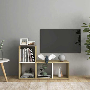 TV-Schränke 2 Stk. Weiß Sonoma-Eiche 72x35x36,5cm Holzwerkstoff
