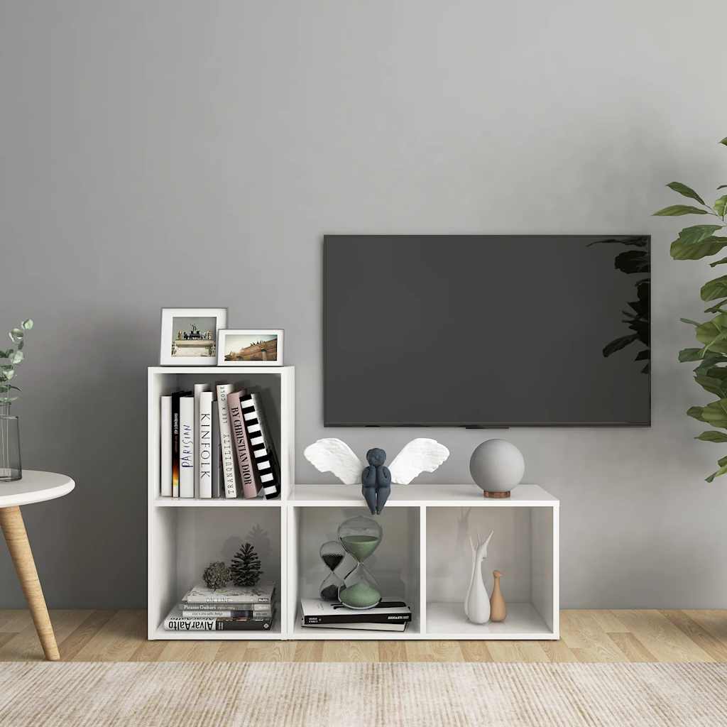 TV-Schränke 2 Stk. Hochglanz-Weiß 72x35x36,5 cm Holzwerkstoff