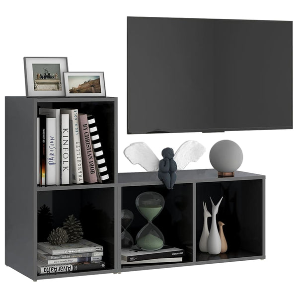 vidaXL Meubles TV 2 pcs Gris brillant 72x35x36,5 cm Bois d'ingénierie