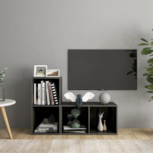 vidaXL Meubles TV 2 pcs Gris brillant 72x35x36,5 cm Bois d'ingénierie