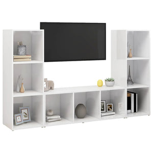 TV-Schränke 3 Stk. Weiß 107x35x37 cm Holzwerkstoff