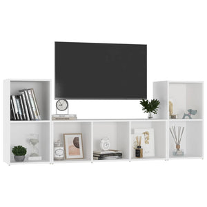 3-tlg. TV-Schrank-Set Weiß Holzwerkstoff