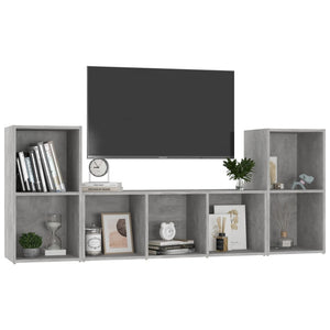 3-tlg. TV-Schrank-Set Betongrau Holzwerkstoff