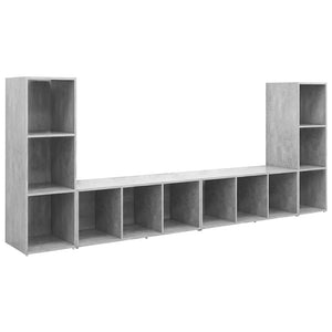 vidaXL Meubles TV 4 pcs Gris béton 107x35x37 cm Bois d'ingénierie