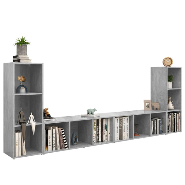 vidaXL Meubles TV 4 pcs Gris béton 107x35x37 cm Bois d'ingénierie