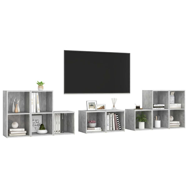 8-tlg. TV-Schrank-Set Betongrau Holzwerkstoff