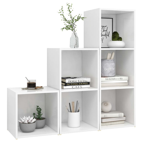 3-tlg. TV-Schrank-Set Weiß Holzwerkstoff