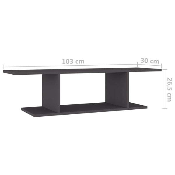 Grauer TV-Wandschrank 103 cm