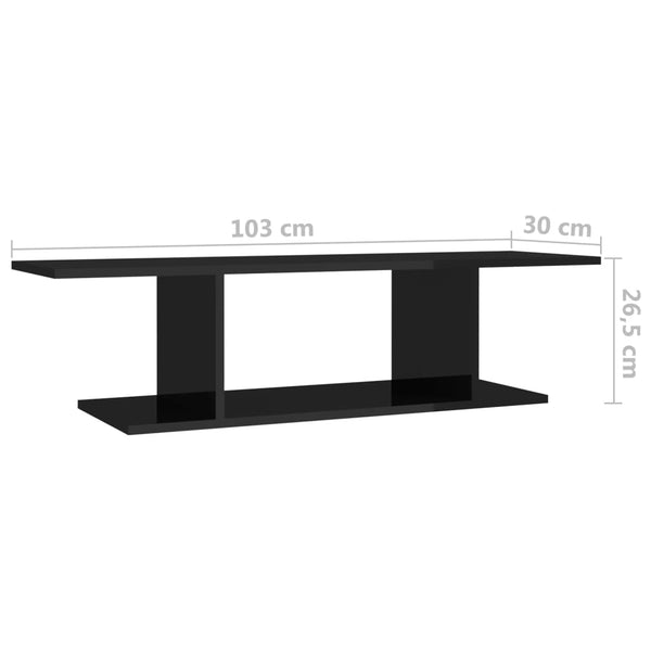 TV-Wandschrank Hochglanz Schwarz 103 cm