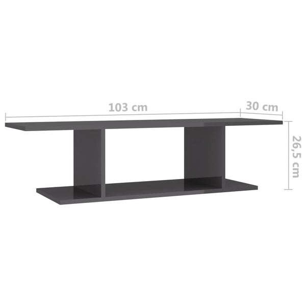 TV-Wandschrank Hochglanz Grau 103 cm