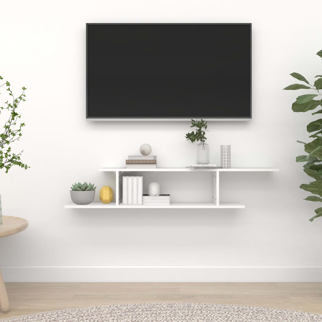 vidaXL Étagère murale TV blanc 125x18x23 cm en bois d'ingénierie
