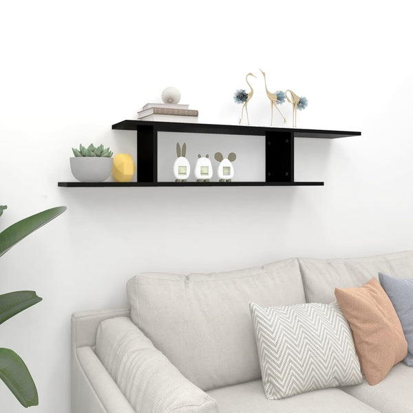 Schwarzes TV-Wandregal 125 cm