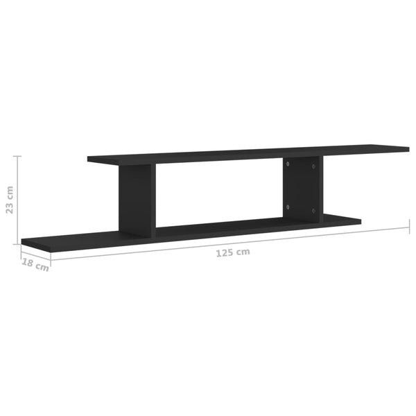 Schwarzes TV-Wandregal 125 cm