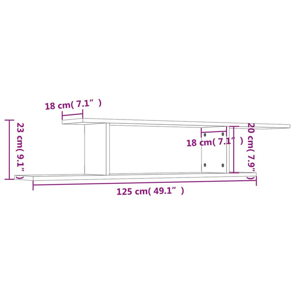 TV-Wandregal Sonoma Eiche 125 cm