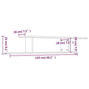 TV-Wandregal Betongrau 125 cm