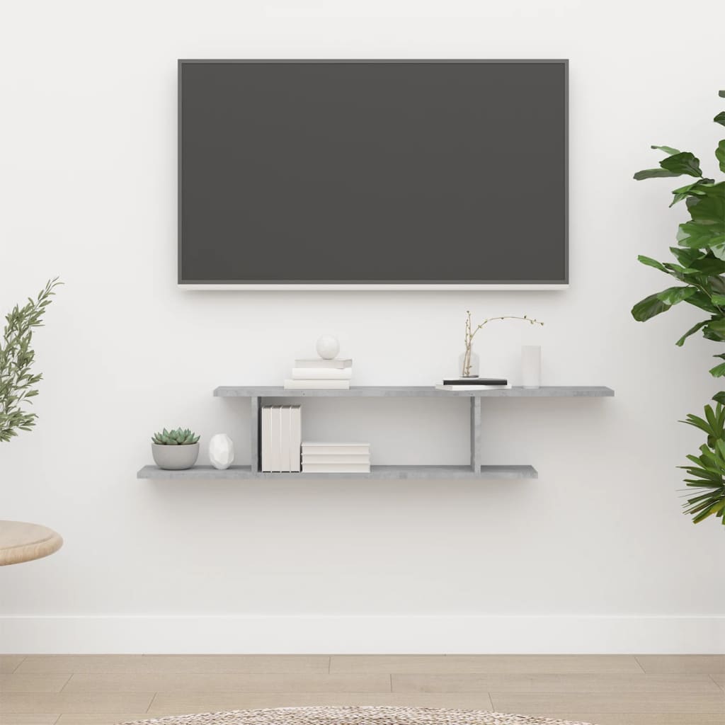 TV-Wandregal Betongrau 125 cm