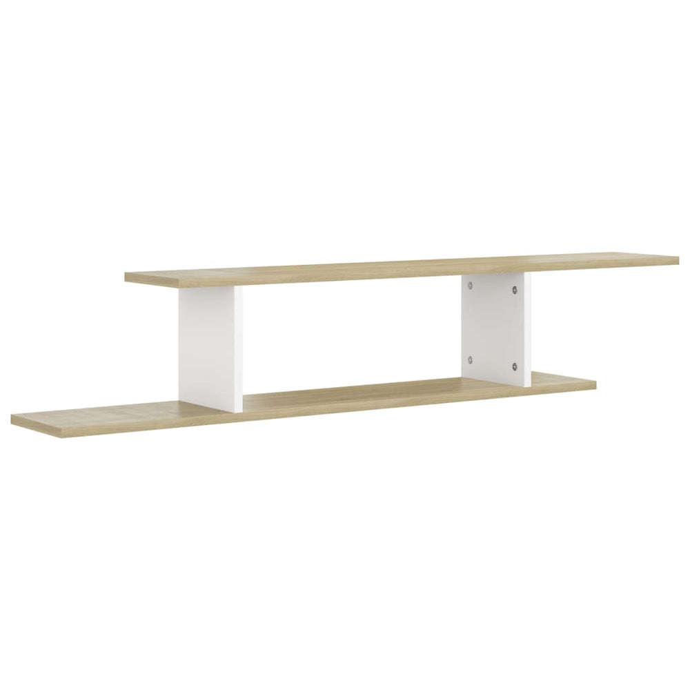 TV-Wandregal, Weiß & Sonoma-Eiche, 125 cm