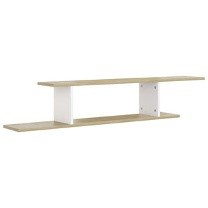 TV-Wandregal, Weiß & Sonoma-Eiche, 125 cm