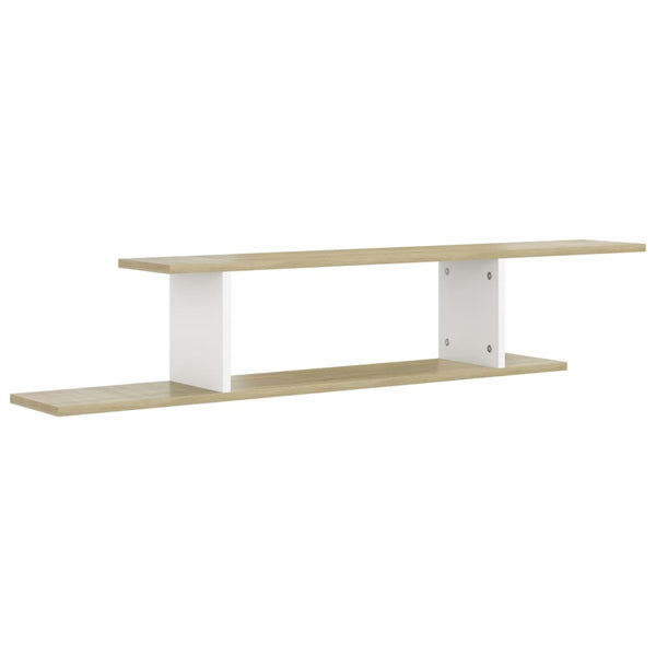 TV-Wandregal, Weiß & Sonoma-Eiche, 125 cm