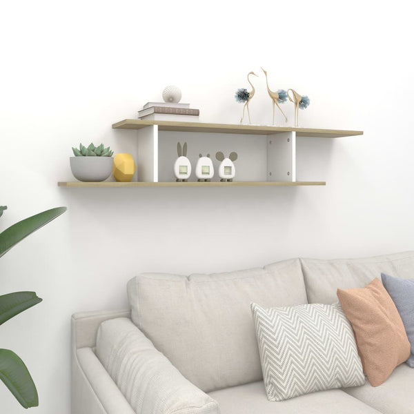 TV-Wandregal, Weiß & Sonoma-Eiche, 125 cm