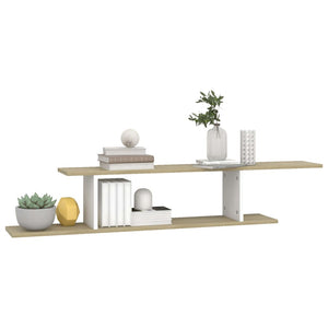 TV-Wandregal, Weiß & Sonoma-Eiche, 125 cm