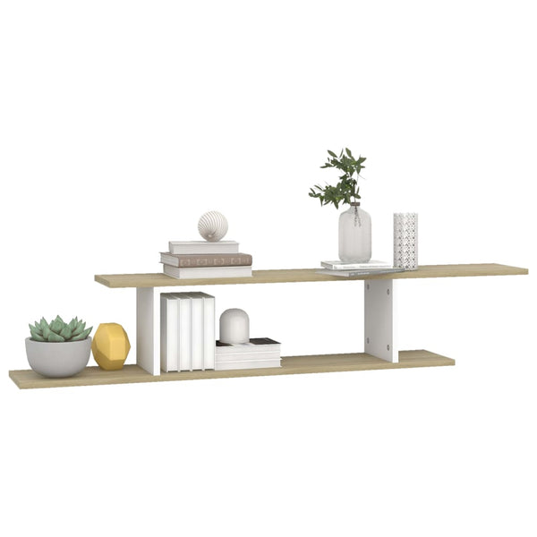 TV-Wandregal, Weiß & Sonoma-Eiche, 125 cm