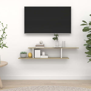 TV-Wandregal, Weiß & Sonoma-Eiche, 125 cm