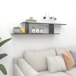 TV-Wandregal, Hochglanz Grau, 125 cm