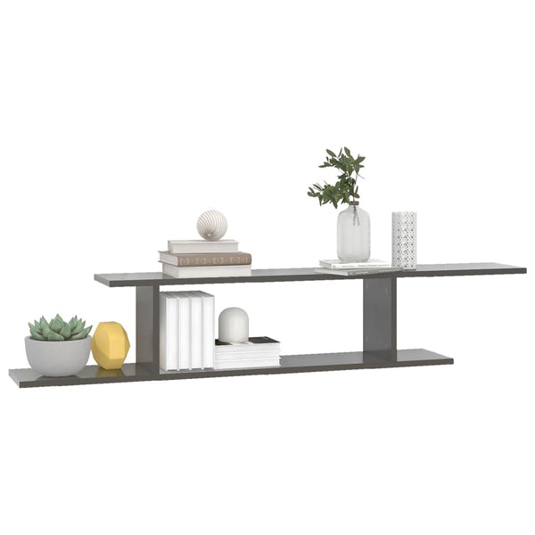 TV-Wandregal, Hochglanz Grau, 125 cm