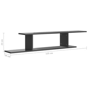 TV-Wandregal, Hochglanz Grau, 125 cm