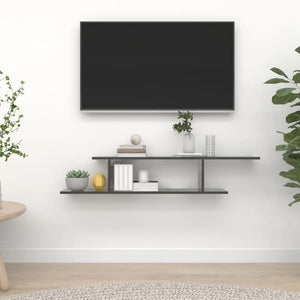 TV-Wandregal, Hochglanz Grau, 125 cm