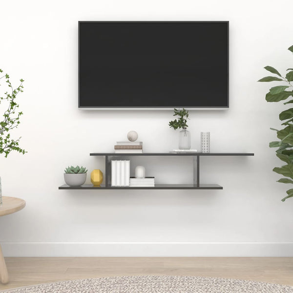 TV-Wandregal, Hochglanz Grau, 125 cm