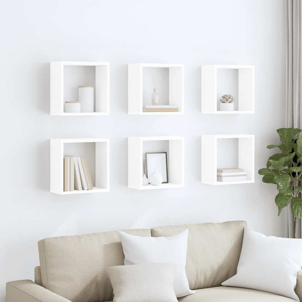 Weiße Würfelregale, 6er Set - 30x15x30 cm