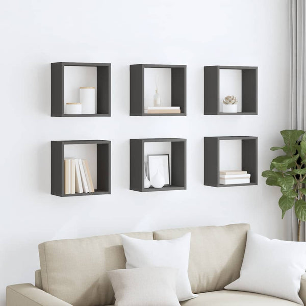 Würfelregale Grau, 6er Set