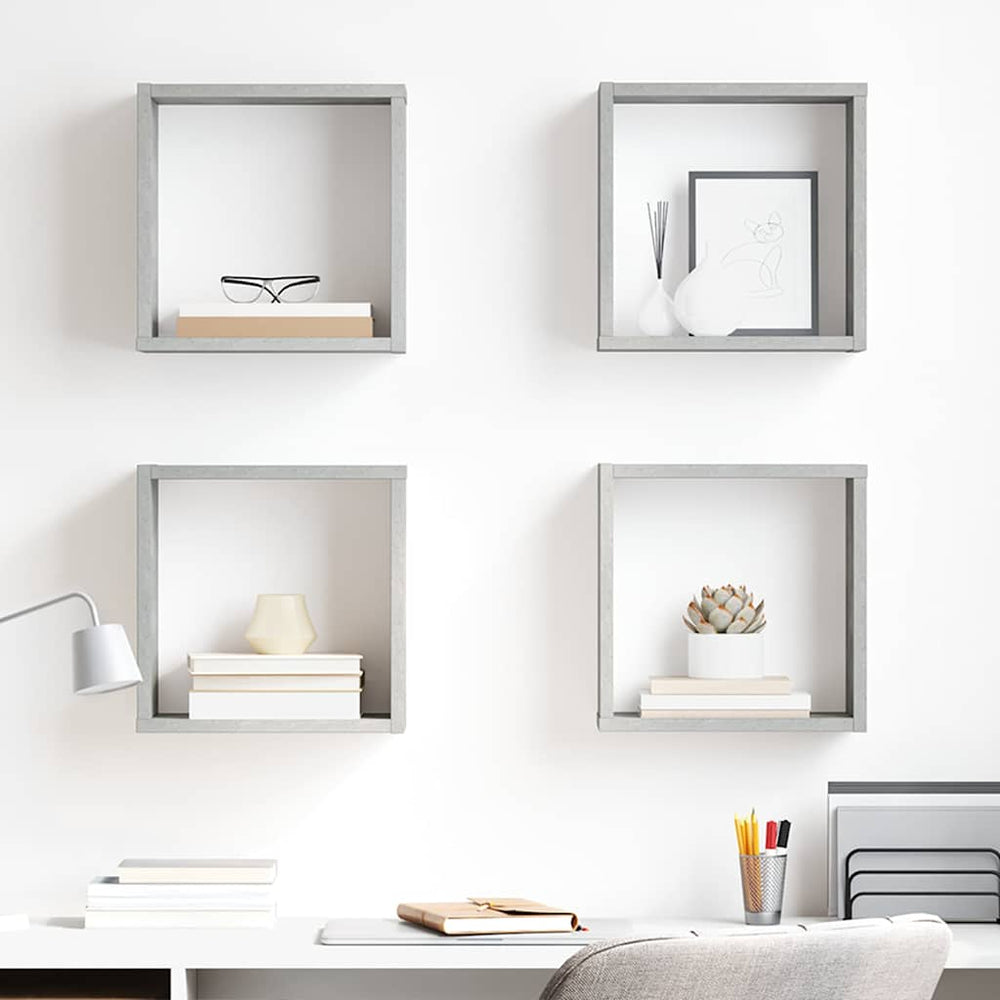 vidaXL Étagères cubes 4 pcs Gris béton 30x15x30 cm