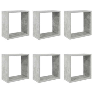 Würfelregale, 6er Set, Betongrau, 30x30 cm