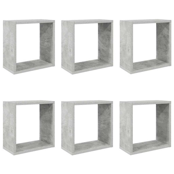 Würfelregale, 6er Set, Betongrau, 30x30 cm