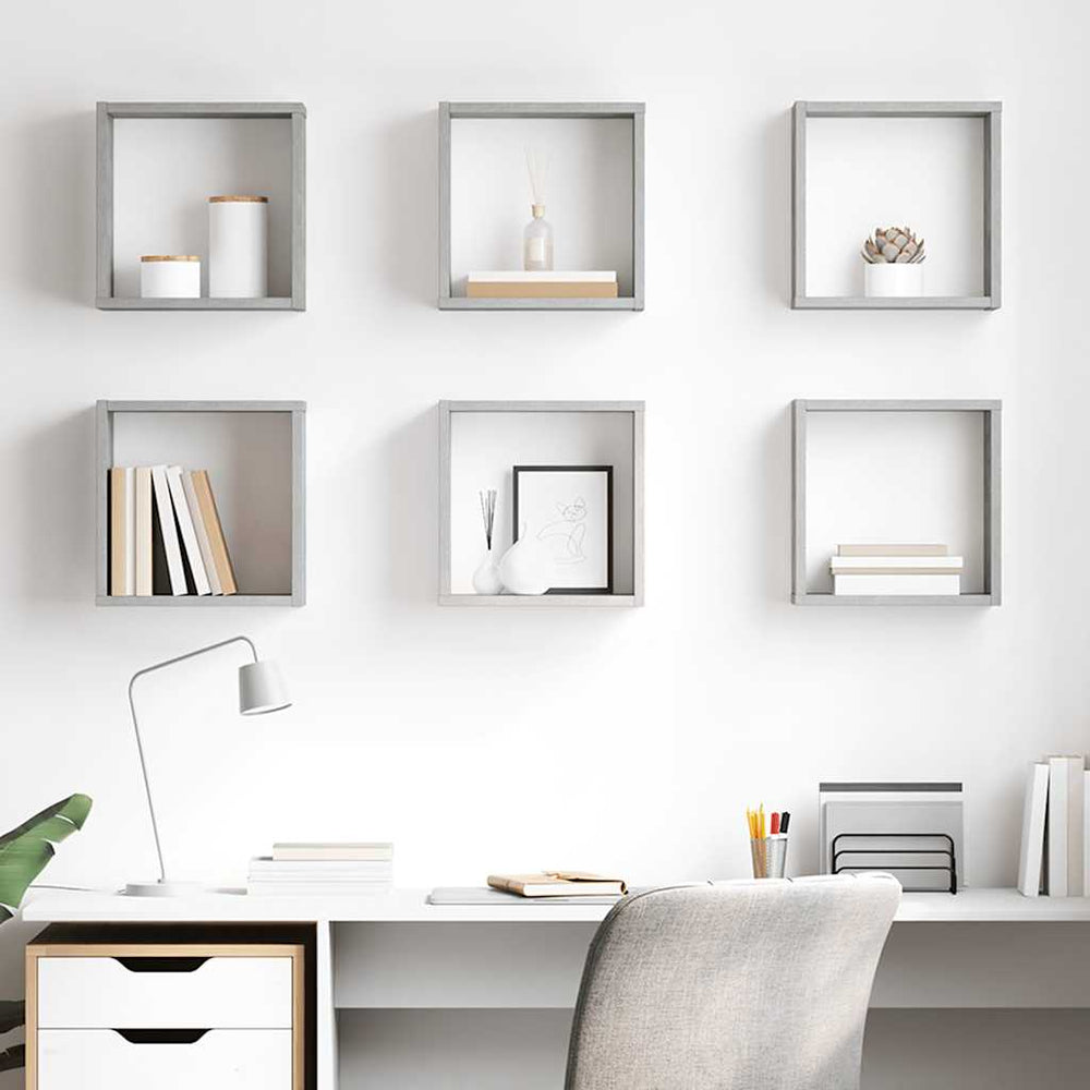 vidaXL Étagères cubes 6 pcs Gris béton 30x15x30 cm