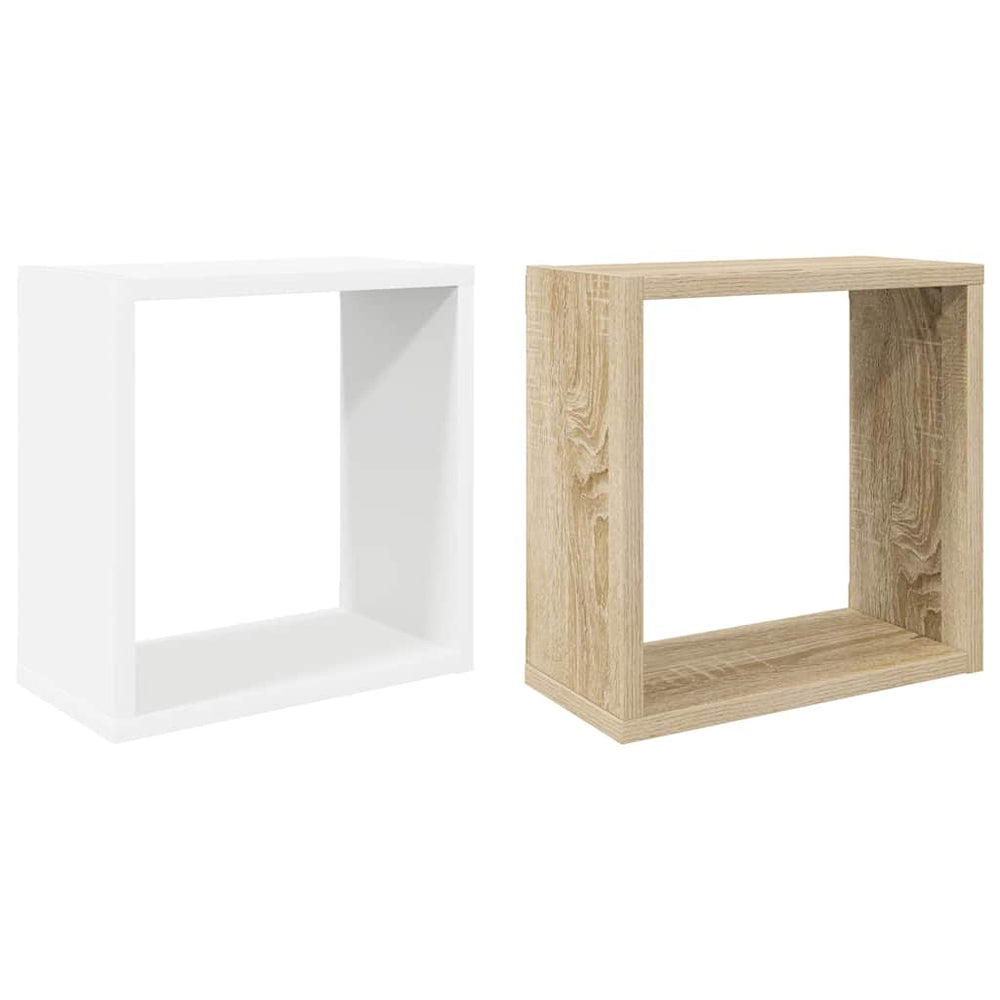 vidaXL Étagères cubes 2 pcs Blanc et chêne Sonoma 30x15x30 cm