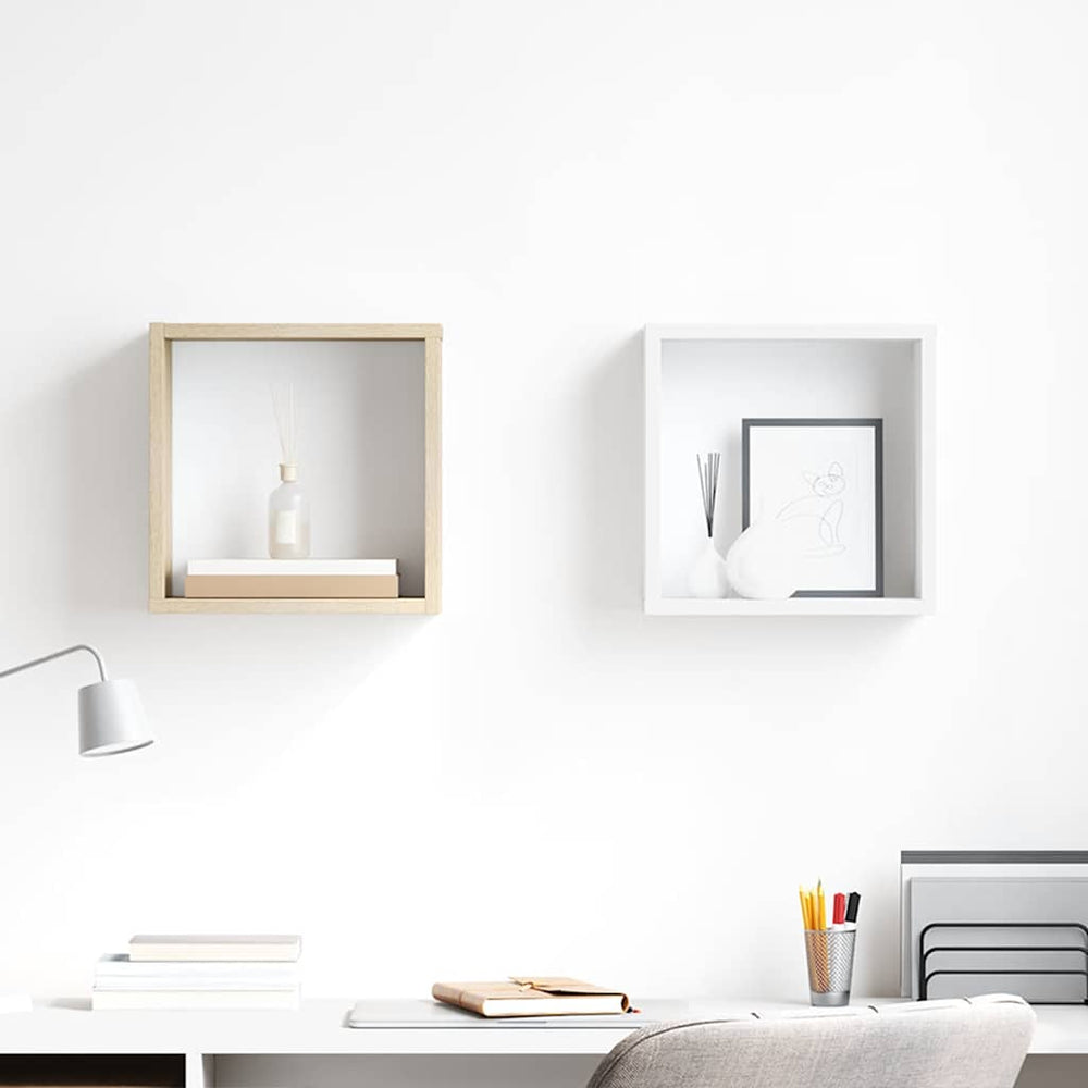 vidaXL Étagères cubes 2 pcs Blanc et chêne Sonoma 30x15x30 cm